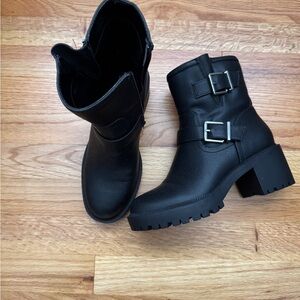 Mix No. 6 Black Combat Boots with Chunky Heel